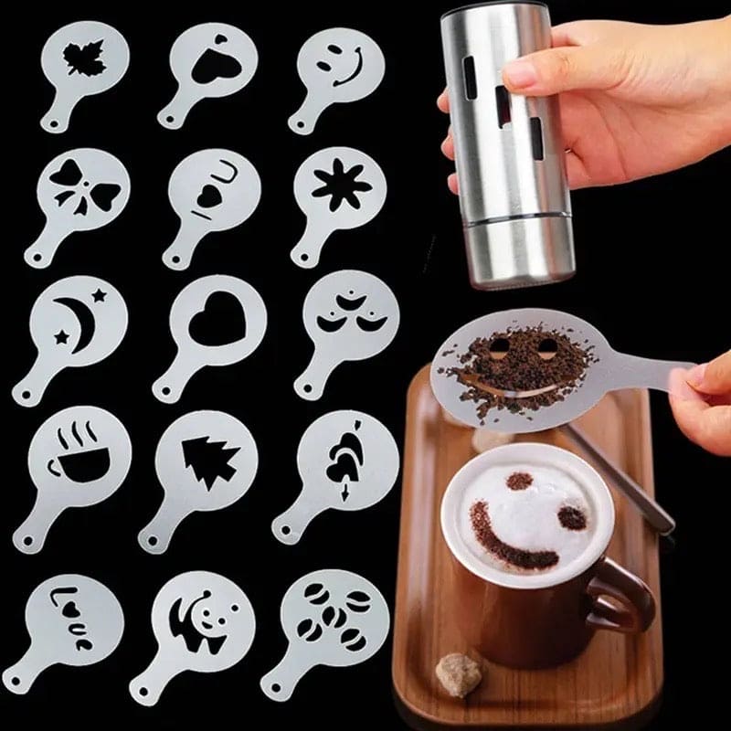 Set Of 16 Coffee Art Stencils, Fancy Latte Printing Mold, Cake Decoration Cake Plastic Mold, Kitchenware Coffee Spray Template, Coffee Writing Stencil, Barista Coffee Stencils Set Of 16 Coffee Art Stencils, Fancy Latte Printing Mold, Cake Decoration Cake Plastic Mold, Kitchenware Coffee Spray Template, Coffee Writing Stencil, Barista Coffee Stencils